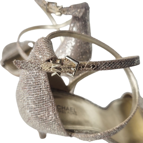 MICHAEL KORS - AVA GLITTER FABRIC SANDALS  Stiletto Heels Size 9 - Picture 6 of 10
